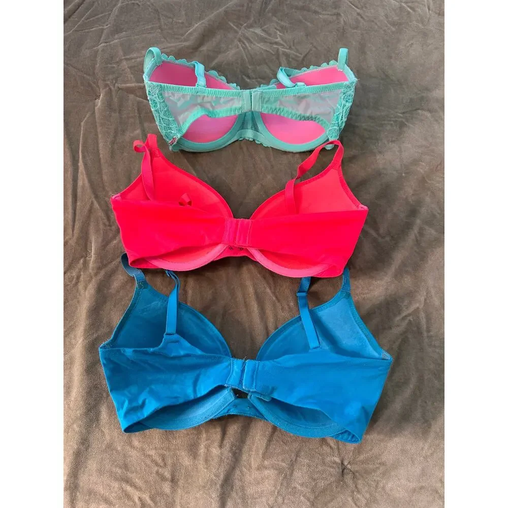 Three Victoria's Secret Push-Up Plunge Bras 32DD